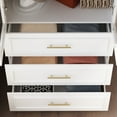 thumbnail image 6 of KULAGAGA Wardrobe Closet with Glass Doors, Modern White Bedroom Armoire with Gold Handles, 3 Drawers, Hanging Rod, 31.7”W x 19.3”D x 74.8”H, 6 of 8