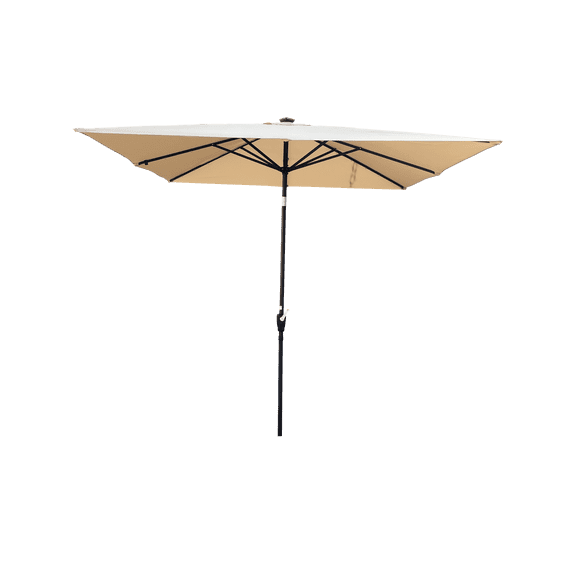 BOFANG 8.2 ft Solar LED Square Umbrella with Crank Lift,Tan