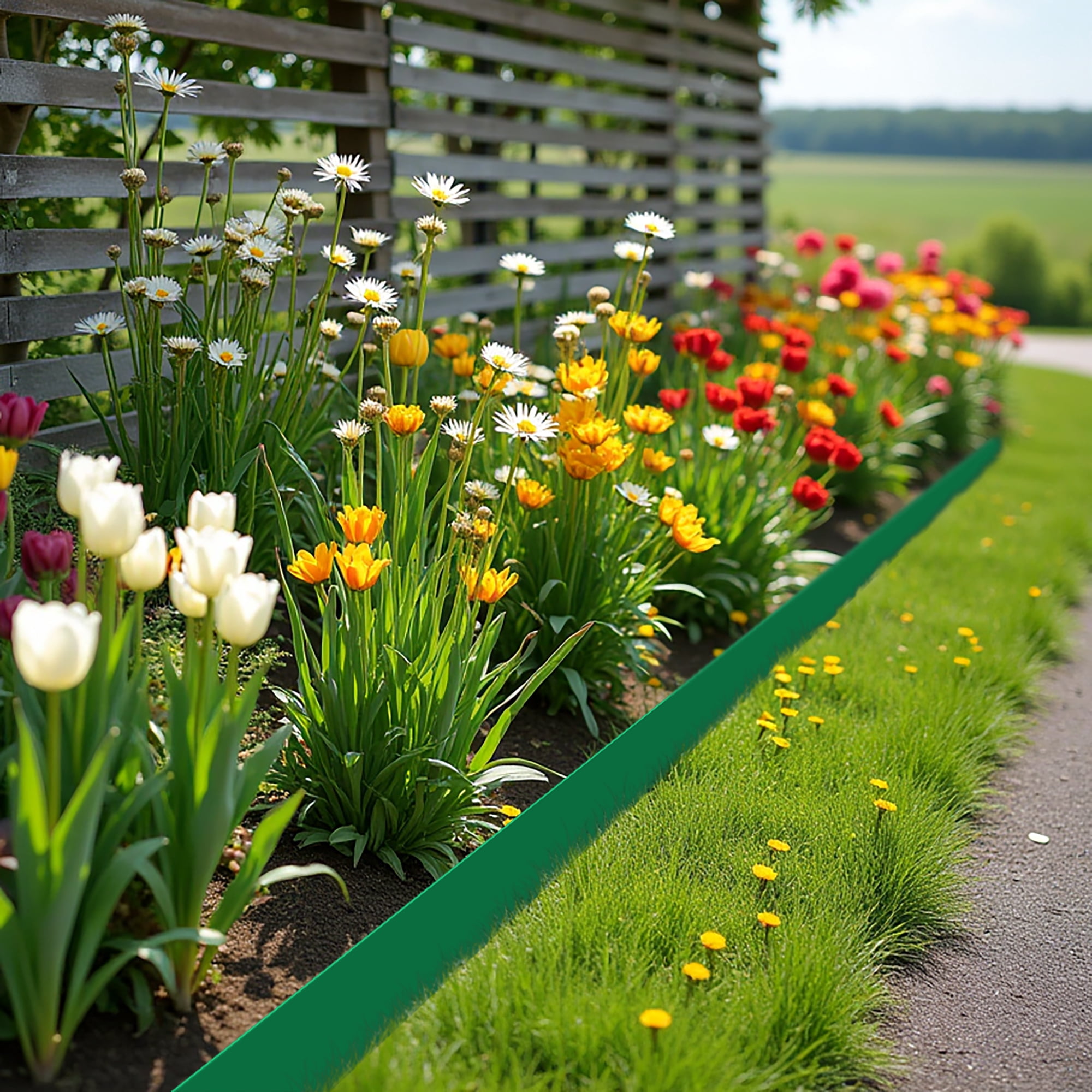MAYEERTY 2 pcs Steel Landscape Edging, 42*8" Heavy Duty Steel Lawn Edging, Hammer Edging for Garden Borders, Green