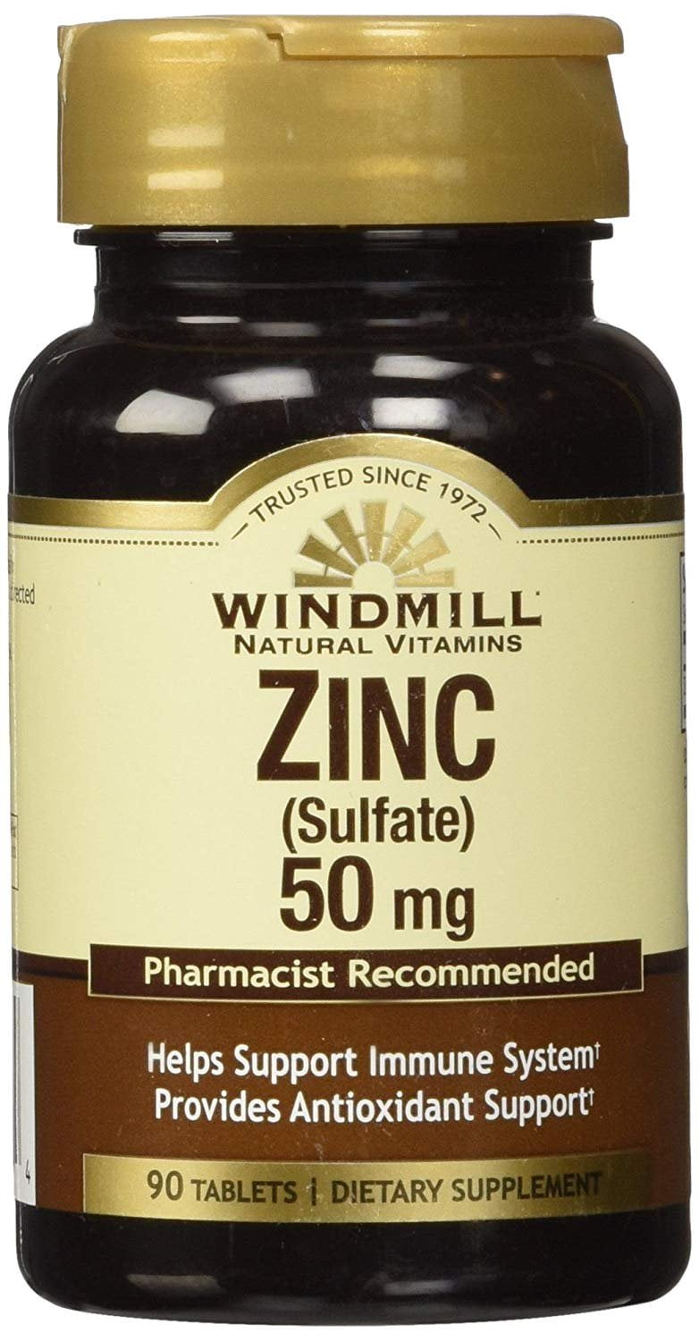 Windmill Zinc 50 mg Tablets Natural Source 90 Tablets - (Pack of 4)