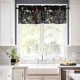 thumbnail image 3 of Spring Floral Kitchen Curtains, Gray Plaid Farmhouse Flowers Watercolor 3-Piece Kitchen Curtain Valance and Tiers Set 36 Inch Length, Rod Pocket Half Window Curtains for Cafe Living Room Bathroom, 3 of 6