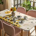 thumbnail image 3 of Yellow Bees Gnomes Table Cloths for 4 Foot Rectangle Tables, Spring Floral Branches Pastoral Patio Waterproof Elastic Fitted Tablecloths, Washable Rectangular Table Cover for Camping, 3 of 8