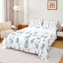 Feelyou Outdoor Skiing Sports Twin Sheet Sets, Winter Tree Plant Bedding, 3-Piece