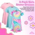 thumbnail image 7 of MISS POPULAR Girls 3 Pack Short Sleeve Skater Dress Soft Cotton Cute Designs Spring Summer | Sizes 4-16, 7 of 7