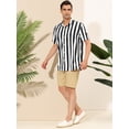 thumbnail image 4 of INSPIRE CHIC Camisa a rayas para hombre, manga corta, color block, con botones, playera de playa Negro L, 4 of 6