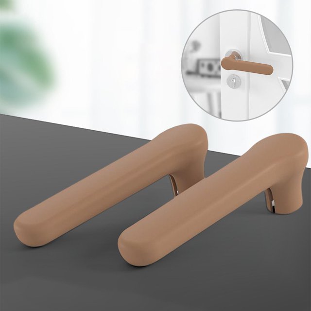 2 piezas de cubierta protectora puerta, cubierta de perilla de puerta de guantes de manga de silicona para protección de niños Café Colco cubierta de la manija de la puerta