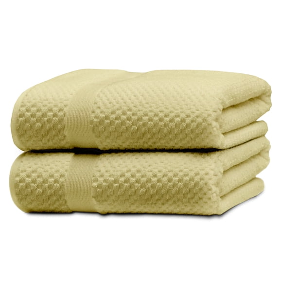 Kingrest Ensembles de Serviettes de Bain 100 % Coton de 2 Pcs, 2 Serviettes de Bain, Serviettes Hautement Absorbantes pour Salle de Bain, Gym, Hôtel - Jaune
