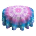 thumbnail image 4 of Colorful Tie Dye Mandala Pattern Round Tablecloth 60"x60",Wrinkle Wipeable Table Cloth for Kitchen Dining Room Picnic Patio Party, 4 of 6