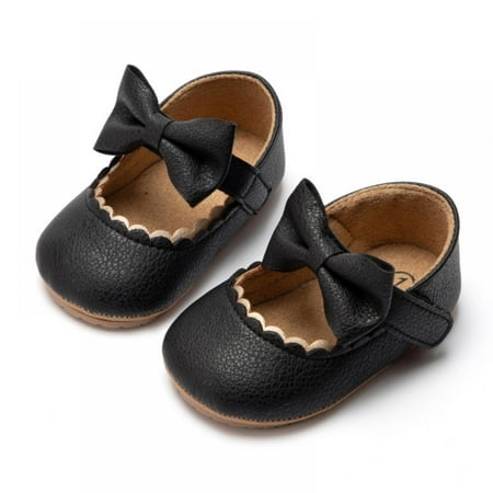 

Baby Girls Mary Jane Flats with Bownot Non Slip Soft Sole PU Leather Newborn Infant Toddler First Walker Cirb Shoes 0-18M