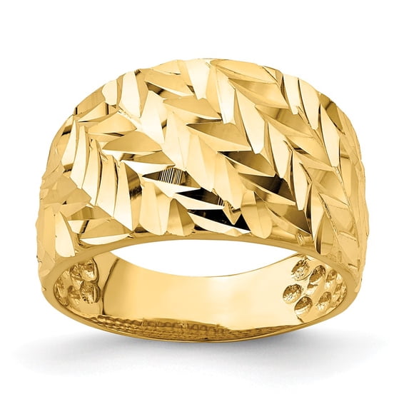 Solid 14k Yellow Gold Diamond-Cut Arrow Slash Dome Ring Band Size 5.5