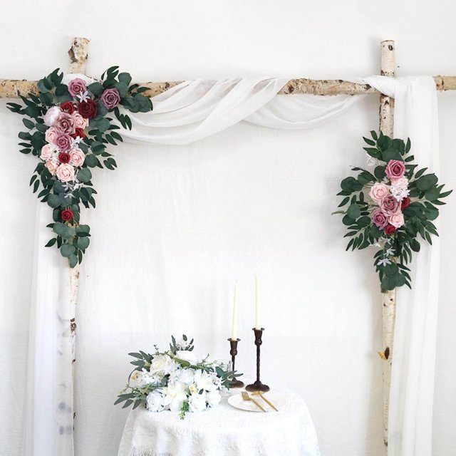 Rustic Artificial Flower Swag Handmade Hanging for Parties Decorative Front Door Hanging Arbor Ornament Pink