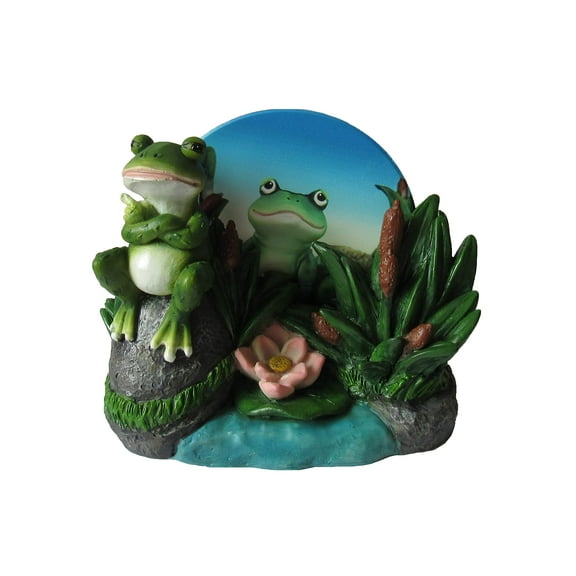 DWK Hoppy Hour 5pc Frog Coaster Set and Holder Novelty Round Drink Coaster Kitchen Office Bar Decor