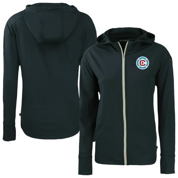 Women's-Cutter & Buck Navy Chicago Fire Daybreak Eco Recycled Full-Zip Hoodie