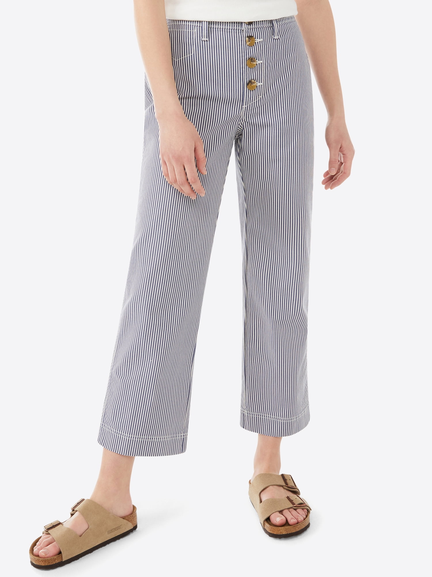 Button-Front Wide Leg Pants 