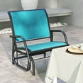 thumbnail image 3 of Barara King Patio Glider Chair, Outside Rocking Glider Swing Chair,Outdoor Glider Chair, Steel Swing Chai with Curved Armrests, Blue, 3 of 11