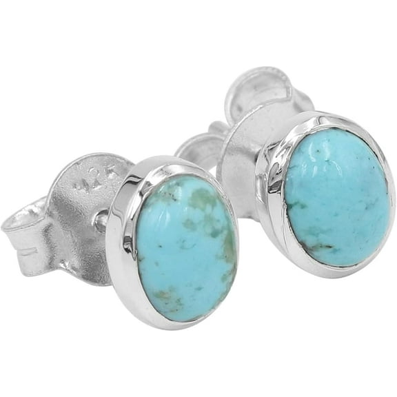 Earth Gems Jewelry Turquoise Stud Earrings for Women Sterling Silver Jewelry