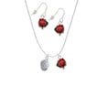 thumbnail image 2 of Delight Jewelry Silvertone 3-D Enamel Volleyball Spinner Red Lucky Ladybug Necklace and Dangle Earrings Set, 2 of 6
