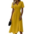 thumbnail image 2 of Cocktail Dresses for Women A-Line Mini Short Sleeve V-Neck Wrap Spring Dresses Casual Summer Beach Vacation Dress, 2 of 5