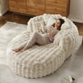 thumbnail image 4 of Wiilayok Oversized Accent Chair,55" W Faux Fur Armchair Comfy Reading Chair with Ottoman for Living Room, Bedroom,Beige, 4 of 9