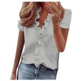 thumbnail image 2 of Rezuofi 2 Pcs Womens Dressy Casual Tops Ruffle Short Sleeve V Neck Shirts Elegant Business Work Blouse, 2 of 6