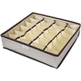 thumbnail image 5 of Organizadores de armario plegables de 24 compartimentos, divisores de cajones plegables, cajas de almacenamiento para ropa interior, sujetadores y calcetines (beige), 5 of 5