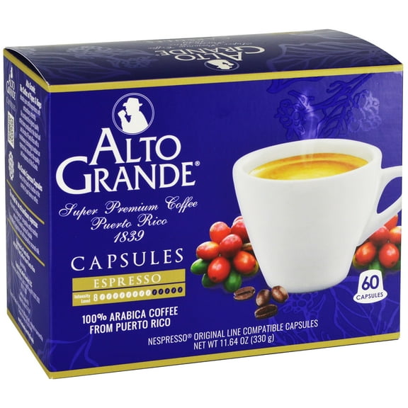 Alto Grande Coffee Single Serve Capsules, Arabica, Intensity Level 8, 60 Count