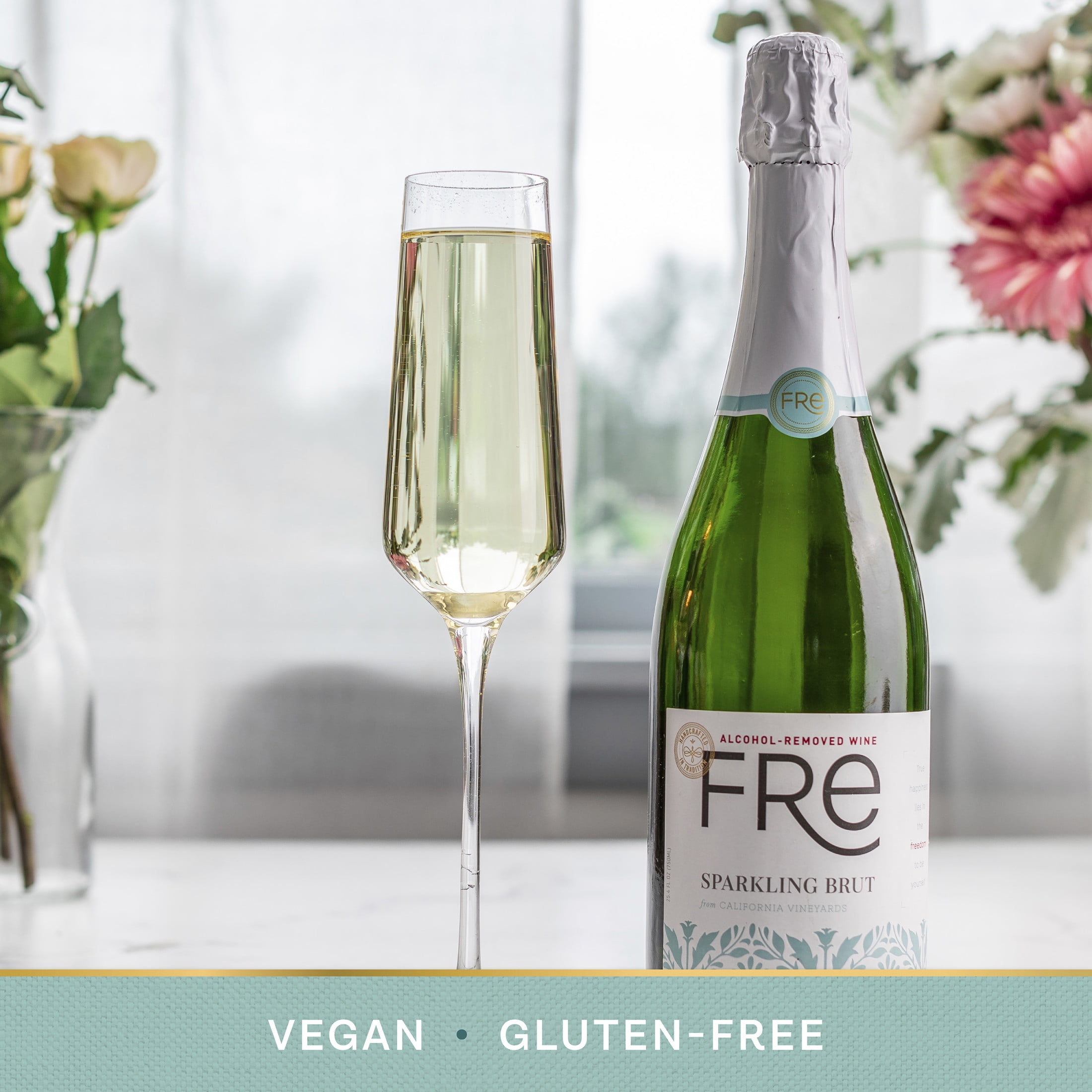 FRE Sparkling Brut California Wine, Alcohol-Removed, 750 ml Glass Bottle, 0% ABV