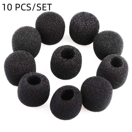 RANMEI 10Pcs Microphone Foam Windscreen Cover for Gaming Headset Headworn Mic Black