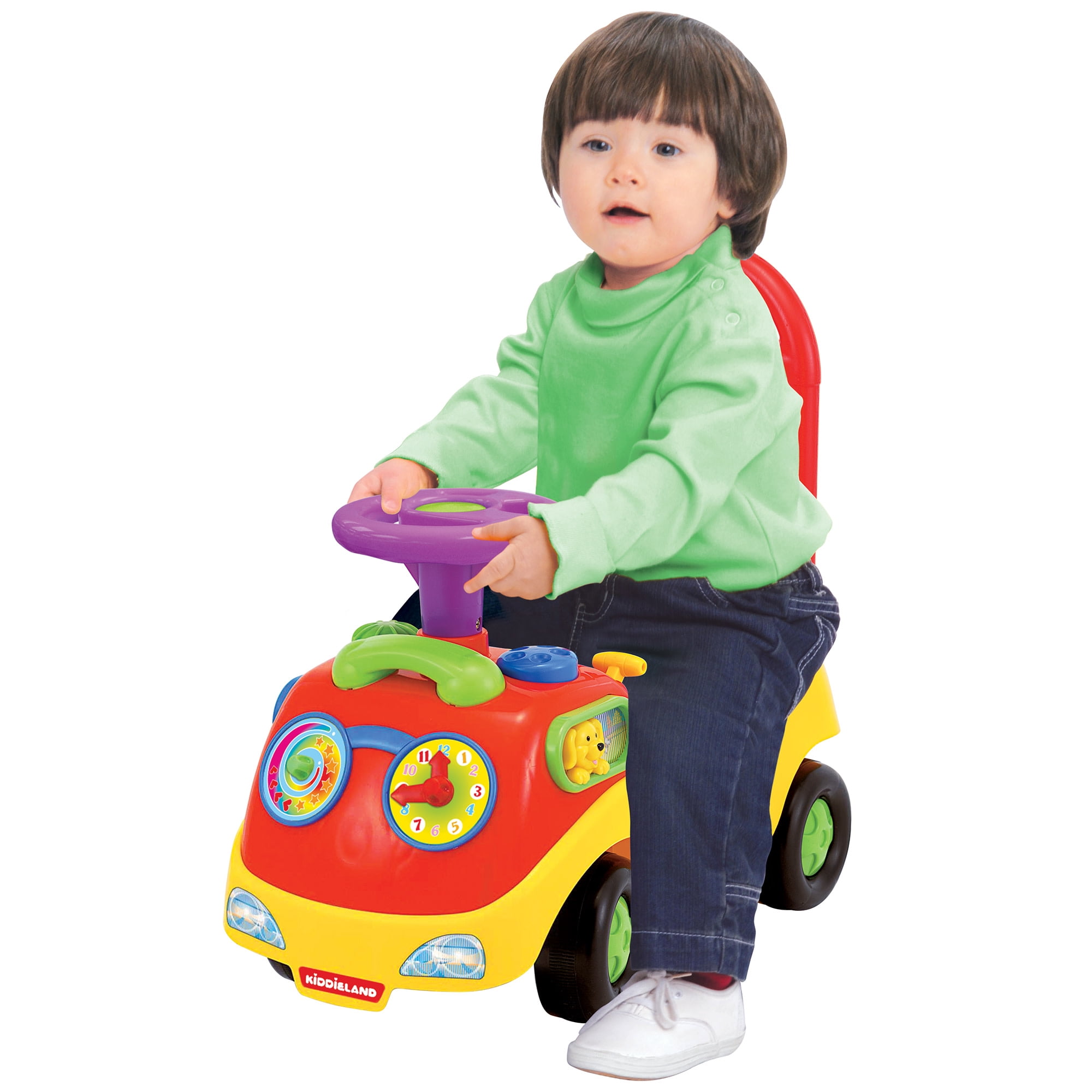 Kiddieland: My First Funtime Ride-On - Puppy & Kitten - Lights & Sounds Foot-To-Floor Vehicle, Interactive Dashboard, Seat Storage, Toddlers 12-36mo