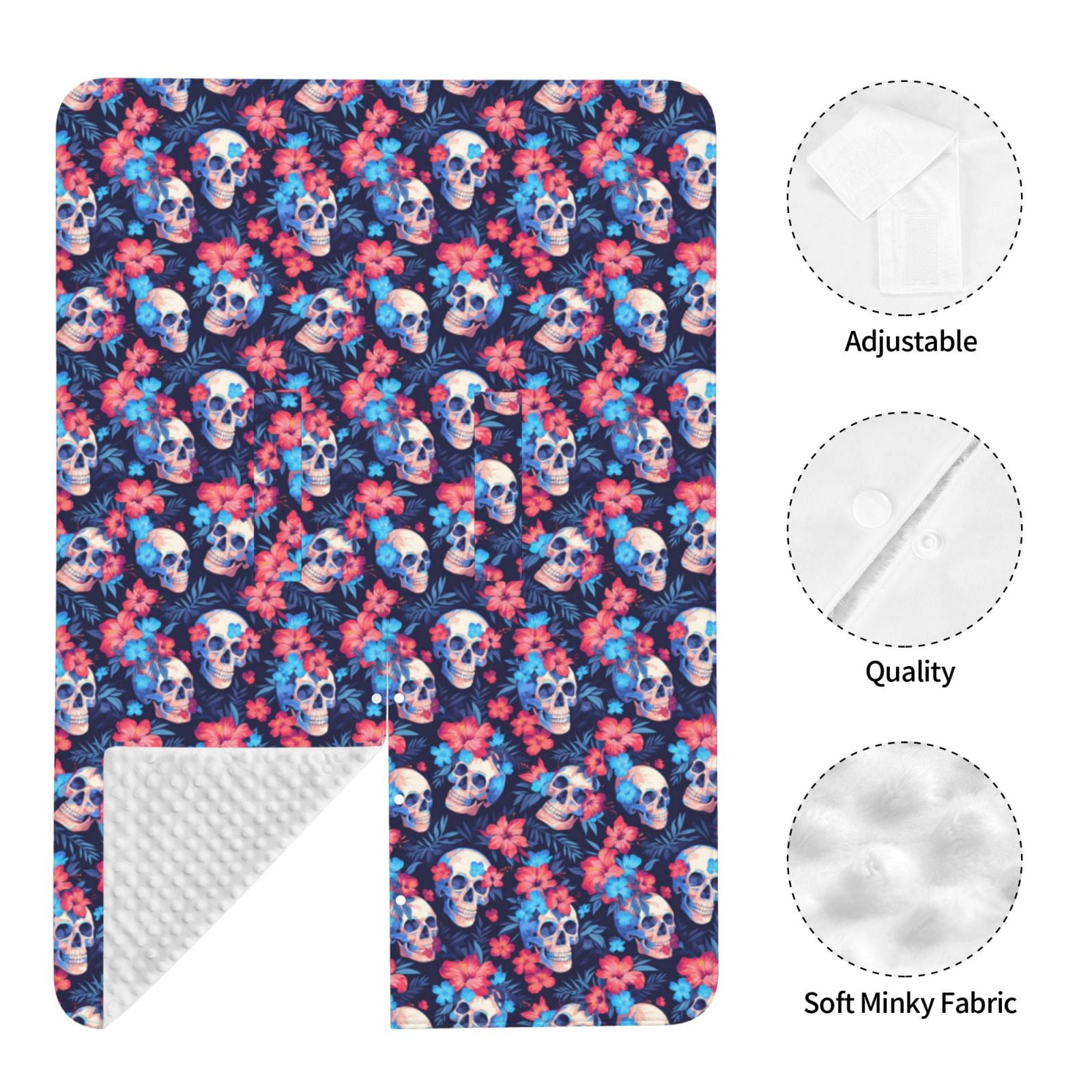 Naloa Skull flower blue Baby Car Seat Cover, Breathable Baby Carrier Cover, Multiuse Baby Carrier Cover & Nursing Breastfeeding Cover