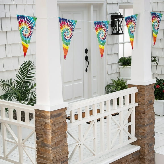 Fun Express Tie-Dye Plastic Pennant Banner