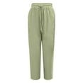 thumbnail image 4 of Womens Travel Pants Plus Size Cotton And Linen Pants Elastic High Waist Wide Leg Loose Trousers With Pockets Solid Color Casual Summer Pants 4Xl Pants For Women, 4 of 5