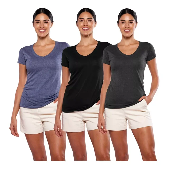 Paquete 3 Playera Mujer Dama Cuello V 100% Algodon Alfani