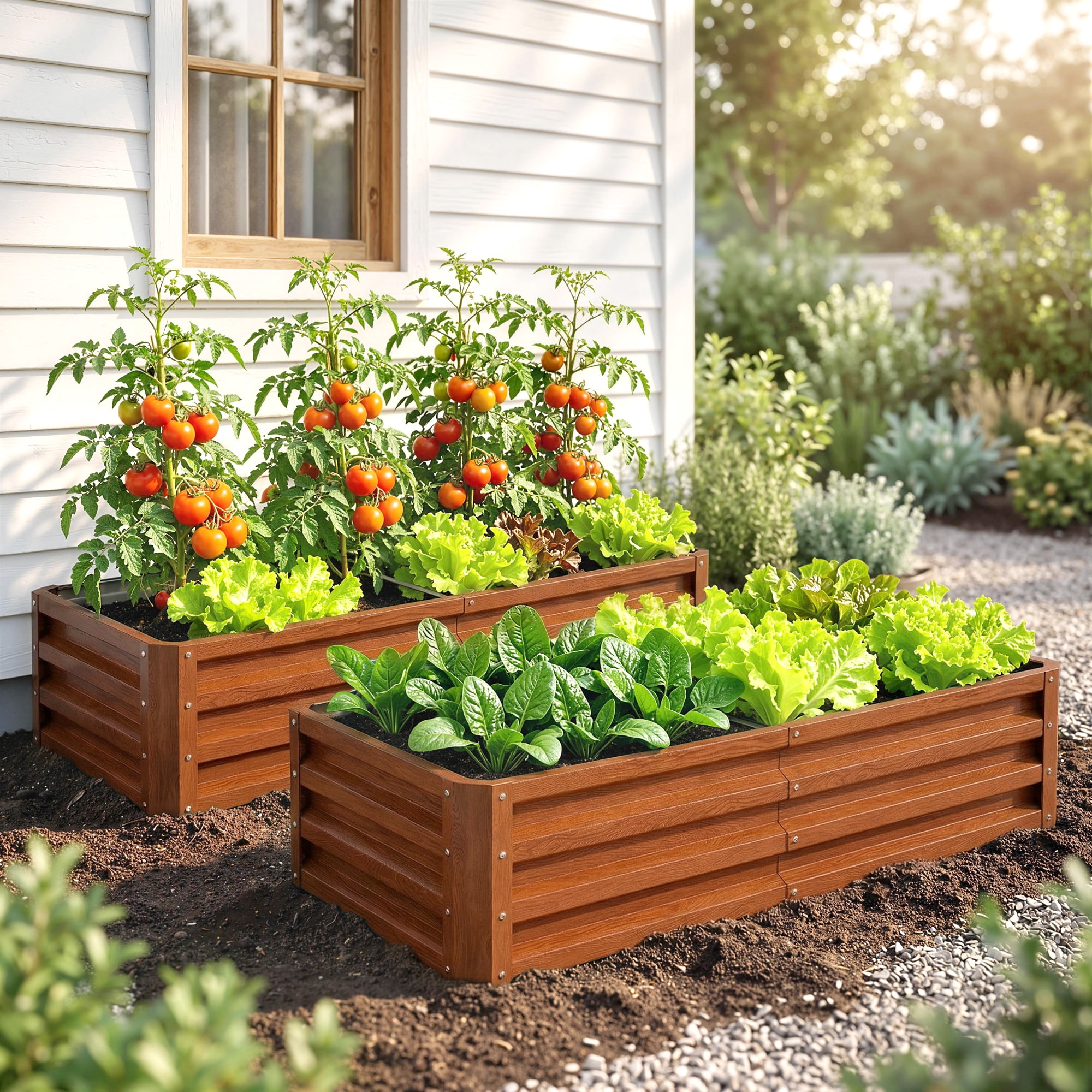 Outsunny 4' x 2' x 1' Galvanized Raised Garden Bed Planter Raised Bed with Steel Frame for Vegetables, Flowers, Plants and Herbs, Brown