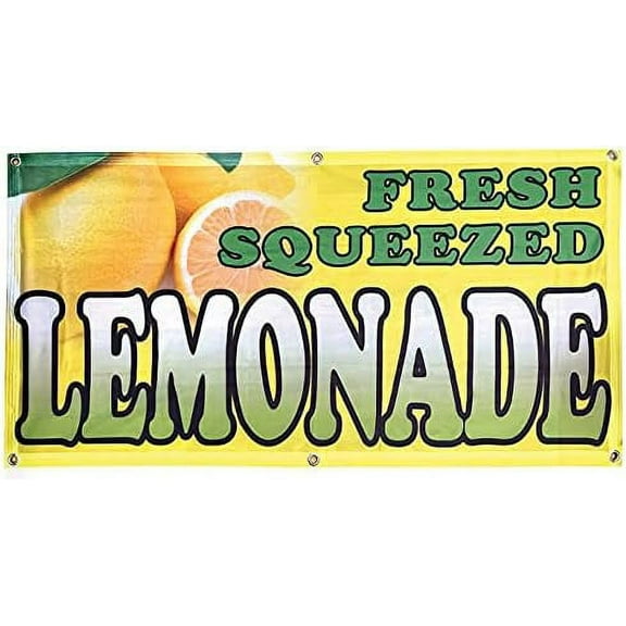 4 Less 2X4 Ft SQUEEZED LEMONADE Banner Fabric Sign Yb