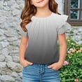 thumbnail image 2 of Zwiiyzr 2025 Summer Tops for Kids Girls Ruffled Short Sleeve Solid Color Ruched T-Shirt Round Neck Basic Tee Shirts Black, 2 of 6