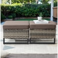 thumbnail image 2 of Gymojoy 2 Pieces Outdoor Ottoman, Patio All Weather Rattan Wicker Footstool Footrest Seat with Removable Cushion,Gray, 2 of 6