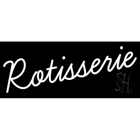 Rotisserie LED Neon Sign 13 x 32 - inches, Black Square Cut Acrylic Backing, with Dimmer - Bright and Premium built indoor LED Neon Sign for restaurant window and interior decor.