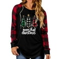 thumbnail image 4 of Womens Tops Christmas Print Plaid Long Sleeves Round Neck Winter Printed Loose Casual Sweatshirts,Tops for Women Red L, 4 of 6