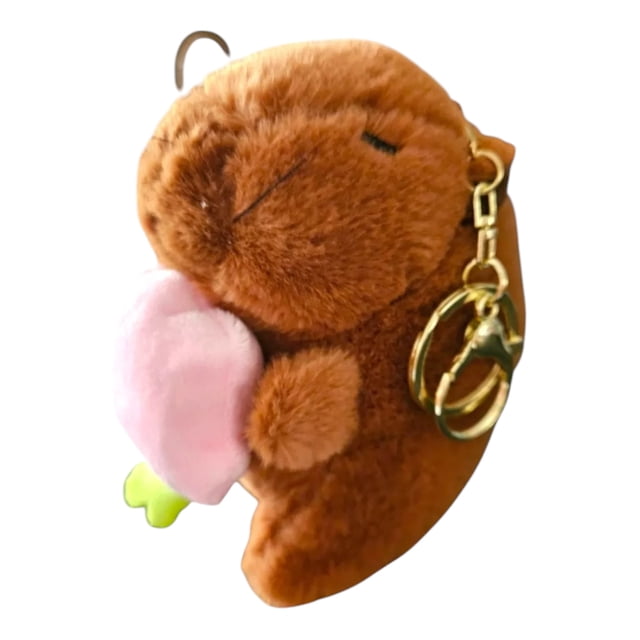 Llavero de Capibara Zanahoria Rosa, peluche colgante