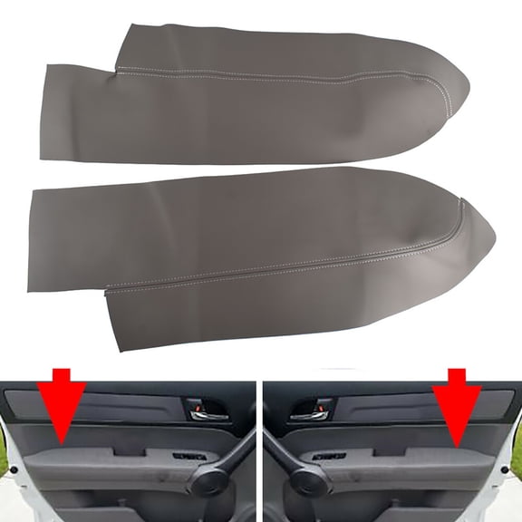 Pair of Grey Front Door Armrest Panel Leatherette Trim Covers Fit for Honda CR-V (2007-2012)