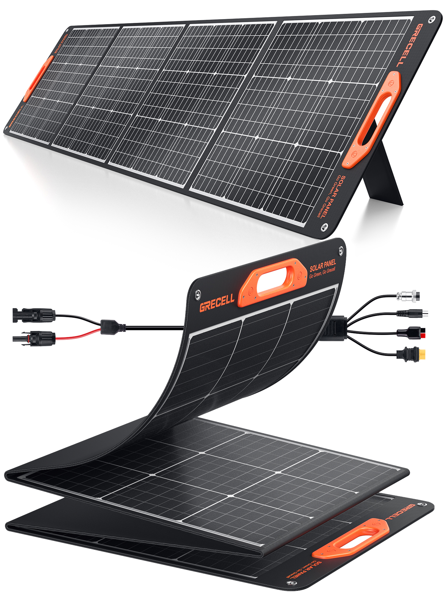 Grecell 2-Pack Portable Flexible Solar Panel 200W Foldable Monocrystalline Solar Charger Kit for Outdoor RV