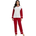 thumbnail image 2 of Unique Bargains Women's Round Neck Nightwear with Pants Loungewear Pajama Sleepwear Sets, 2 of 5