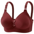 thumbnail image 2 of Busydd Plus Size Bras for Women Solid Color Adjustable Straps Wireless Bras Comfy Textured Everyday Women Underwear 2XL, 2 of 8