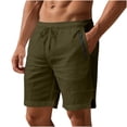 thumbnail image 2 of Men's Cotton Linen Hawaiian Beach Shorts Loose Fits Elastic Waist Drawstring Short Mens Summer Csual Solid Plus Size Relaxed Lightweight Breathable Seaside Vacation Shorts, 2 of 9