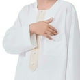 thumbnail image 5 of Boys Kaftan Thobe with Pockets Long Sleeve Crewneck Button Down Kaftan Boys Thobe with Chest Pocket, 5 of 9
