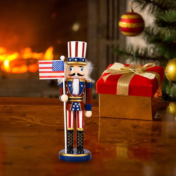 WHAMVOX Nutcracker Soldier Figurine Wooden Nutcracker Statue for Christmas Independence Day Decoration Nutcracker Figurine Tabletop Centerpiece