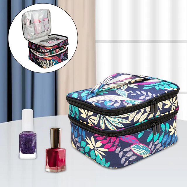 Bolsa de almacenamiento de de uñas, con divisores rejils, caja grande portátil con bolsillos, bolso para pintabios, juegos , Baoblaze Almacenamiento de esmalte de uñas