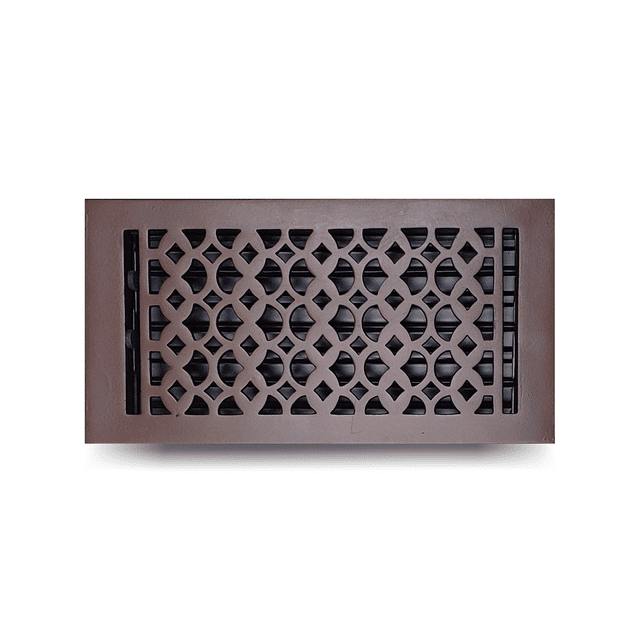 Grille d'Aération de Plancher en Fonte Registre 6′′ x 12′′ avec Registre / Design Tudor Champignon Robuste / Grille CVC Encastrée Artisanale Sans Rouille / Grille Décorative Repeignable Enduite de Poudre pour Planchers et Murs