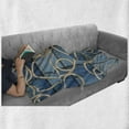thumbnail image 6 of Nautical Soft Flannel Fleece Throw Blanket, Various Patches of Denim in Sea with Sailor Knot Rope on Foreground Image Art Print, Cozy Plush for Indoor and Outdoor Use, 60" x 80", Blue, by Ambesonne, 6 of 6